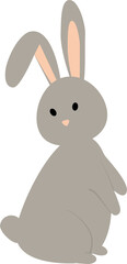 Grey rabbit cartoon. Bunny illustration. Flat design.