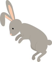 Grey rabbit cartoon. Bunny illustration. Flat design.