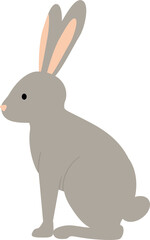 Grey rabbit cartoon. Bunny illustration. Flat design.