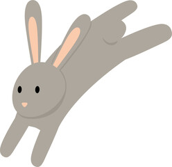 Grey rabbit cartoon. Bunny illustration. Flat design.