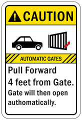 Automatic gate warning sign and label