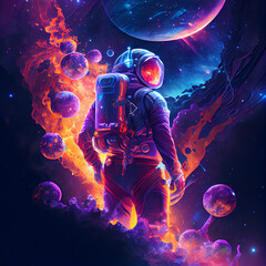 Obraz na płótnie Canvas Psychedelic Astronaut, AI
