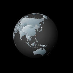 Low poly globe centered to Taiwan. Red polygonal country on the globe. Satellite view of Taiwan. Beautiful vector illustration.