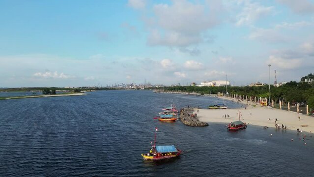 Boats Dock at Ancol Beach in Jakarta