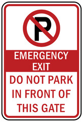 No parking, do not block gate sign and labels