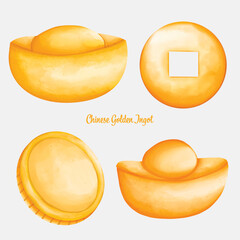 Chinese golden ingot and gold coins, Chinese New Year element