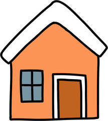 doodle freehand drawing of a small cottage.