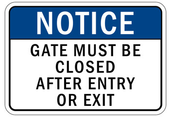 Keep gate closed sign and labels