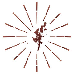 Mainland gradiented sunburst. Map of the island with colorful star rays. Mainland illustration in digital, technology, internet, network style. Vector illustration.