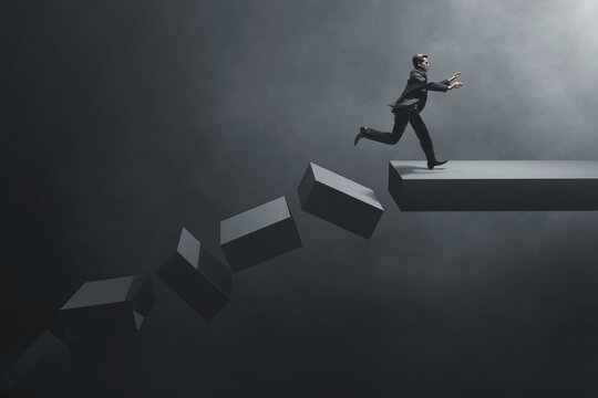 Business man escape 3d illustration