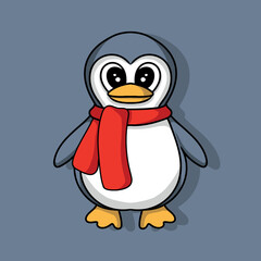 illustration art cute cartoon penguin with scraft character design
