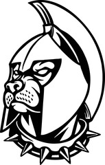 Spartan Bulldog Warrior Mascot monochrome Vector illustrations for your work Logo, mascot merchandise t-shirt, stickers and Label designs, poster, greeting cards advertising business company or brands