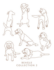 Beagle Dog Illustration Outlines - Many Poses