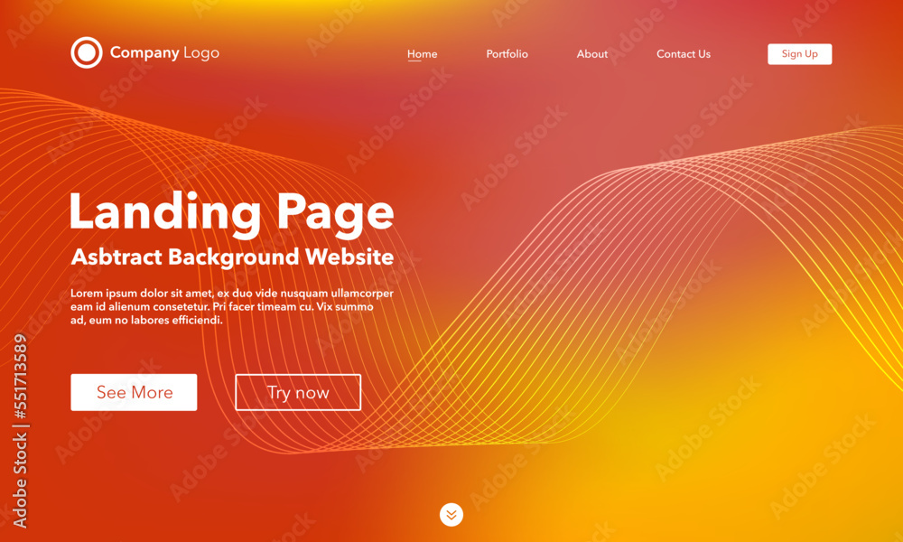 Wall mural landing page. abstract wave background website. template for websites, or apps. modern design. abstr