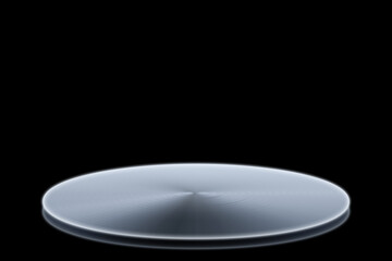 3D rendering of silver gray metal products exhibition table sense background