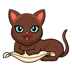 Cute havana brown cat cartoon on the pillow