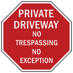 stop sign and labels private property on trespassing, authorized personnel only, do not enter, under security system