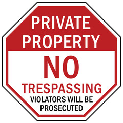 stop sign and labels private property on trespassing, authorized personnel only, do not enter, under security system