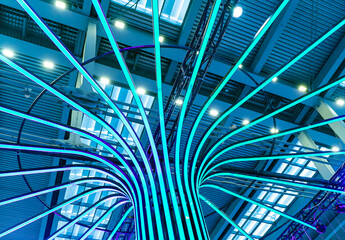round green hall with light strips