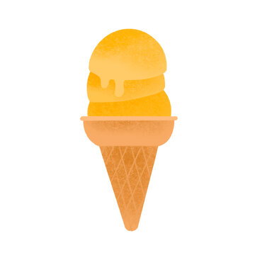 Three scoops of Filipino cheese flavored sorbetes on cone