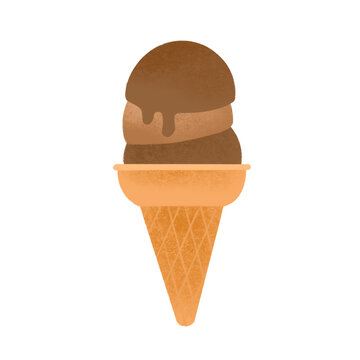 Three scoops of Filipino chocolate flavored sorbetes on cone