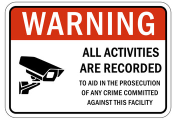 Fototapeta premium Security surveillance warning sign and labels, property under surveillance camera