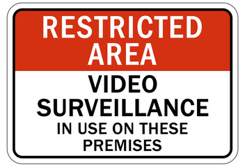 Security surveillance warning sign and labels, property under surveillance camera
