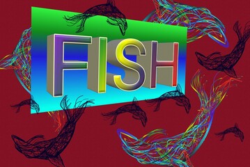 Business of fish poster with colorful background
