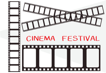 Obraz premium Videotape, Cinema template. Camcorder, line videotape. Movie festival background