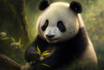 Fototapeta premium National Panda Day is celebrated on March 16th.. Generative AI