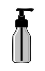 Empty plastic bottle with dispenser. Silhouette isolated on white background. Vector illustration.