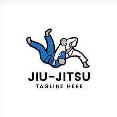 Martial art  Brazilian Jiu- Jitsu Judo logo sport symbol illustration Vector 