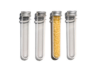 Candelilla Wax in PET preform bottle with aluminium cap. Cosmetic chemicals ingredient on...
