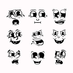 Set of retro cartoon expressions