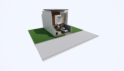 3d illustration modern house in sidoarjo