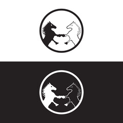 Circle horse animal logo design . icon logo . silhouette logo 