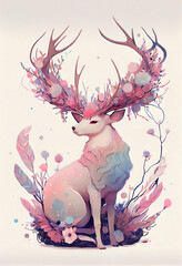 Magical Deer Christmas Watercolor