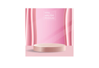 Minimalism podium with pink color for beauty product