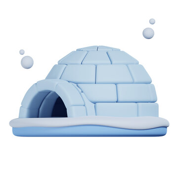Igloo icehouse isolated. New Year and winter symbol icon concept. 3D render illustration.