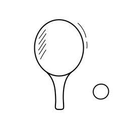 Ping pong ball and rocket. Sports doodle vector illustration isolated