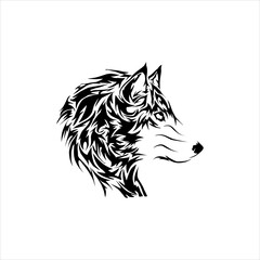 Head of a wolf. Styling the head for your t shirt design. Vector illustration, isolated objects.