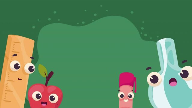 school supplies kawaii characters animation