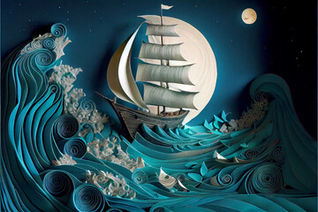 Paper quilling landscape art