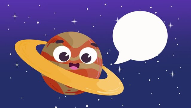 saturn planet kawaii character animation
