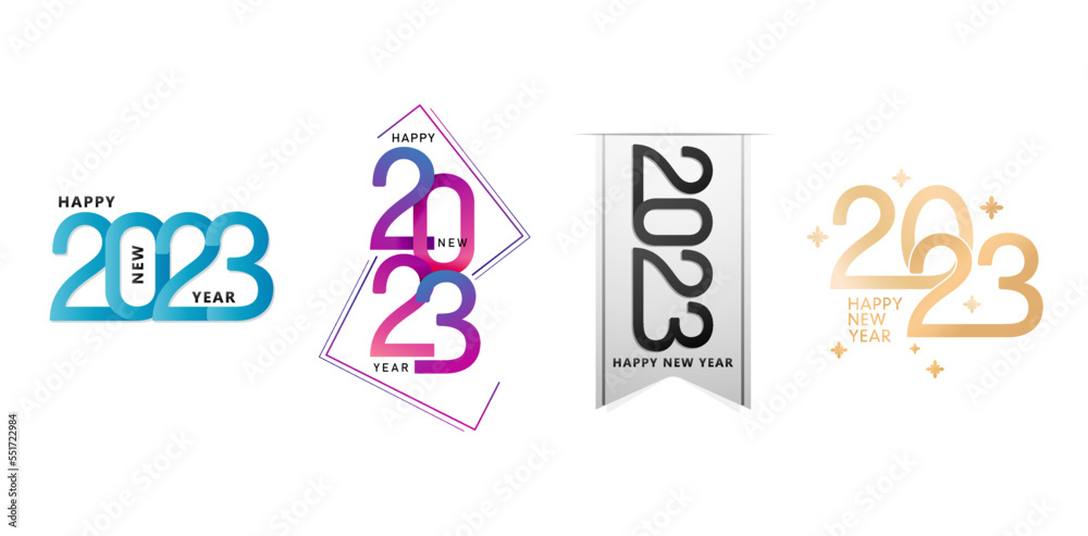 Wall mural illustration of 2023 lettering number type set for covering calendar planner table wall, header soci