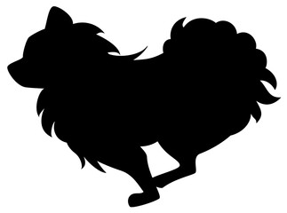 走る犬（ポメラニアン）のシルエットアイコンA／ジャンプ前