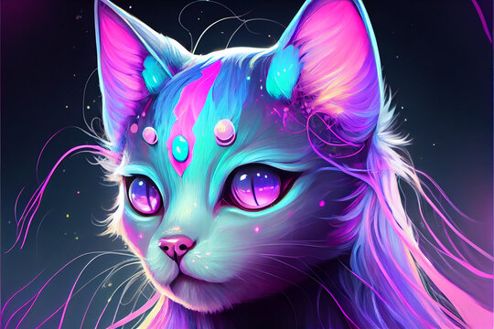 Neon Cat Wallpapers - Top Free Neon Cat Backgrounds - WallpaperAccess