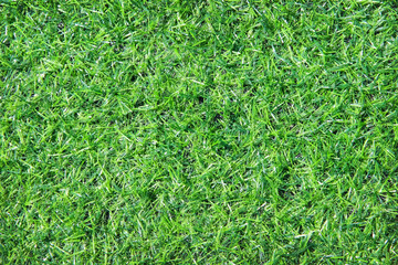Top view artificial green grass field texture in garden on background