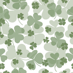 Clover floral seamless pattern, green herbal background, magic pattern