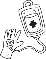 Hand Drawn Blood bag and blood donation illustration